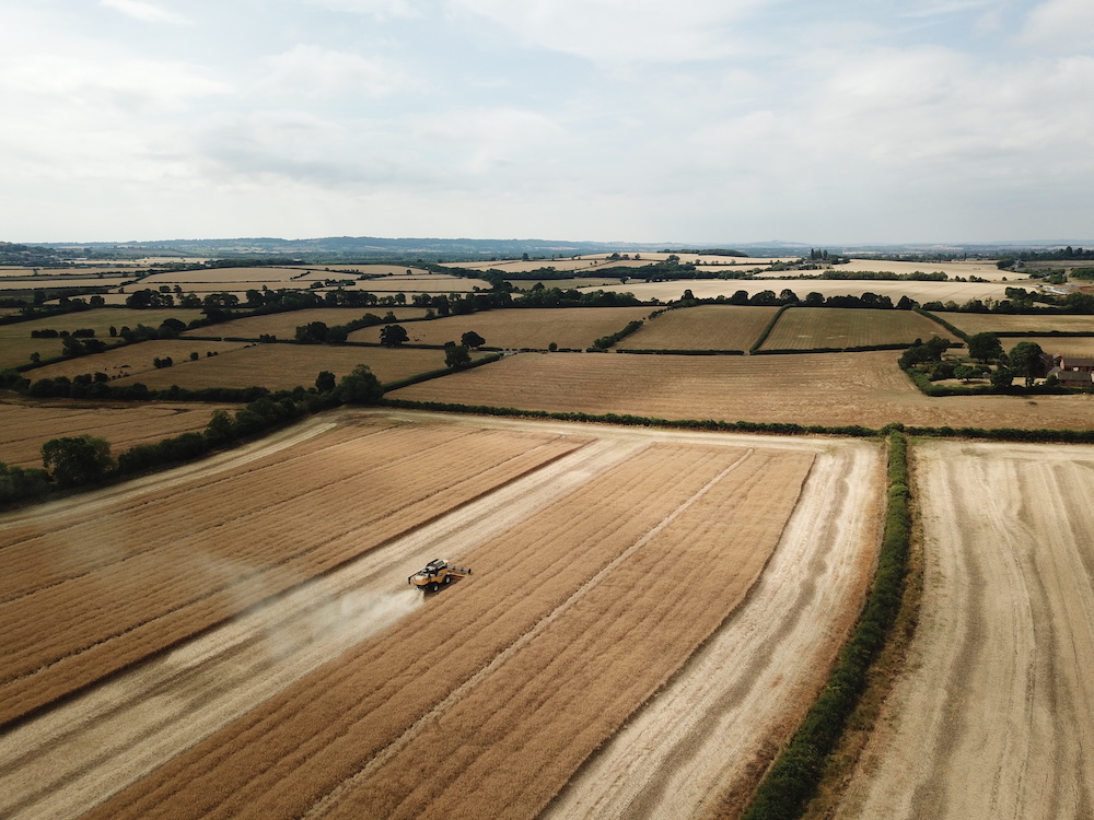 British farmland at harvest time
