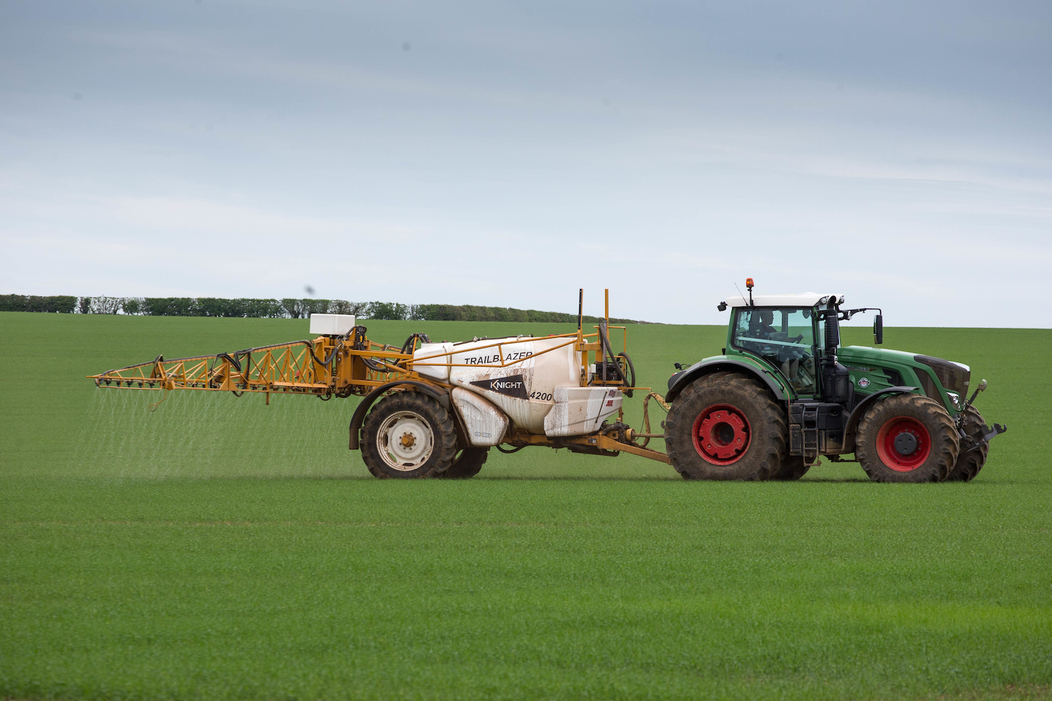Spraying a wheat crop